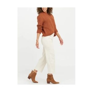 Spanx Stretch Twill Crop Wide Leg Size Medium Beige Khaki Tan Bone Evereve